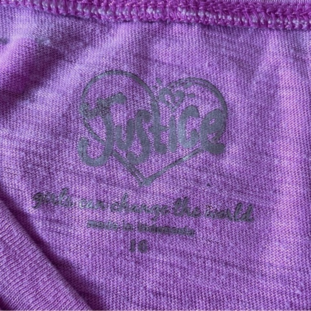4/$25 Justice purple v neck t-shirt short sleeve girls size 16 - Picture 6 of 10